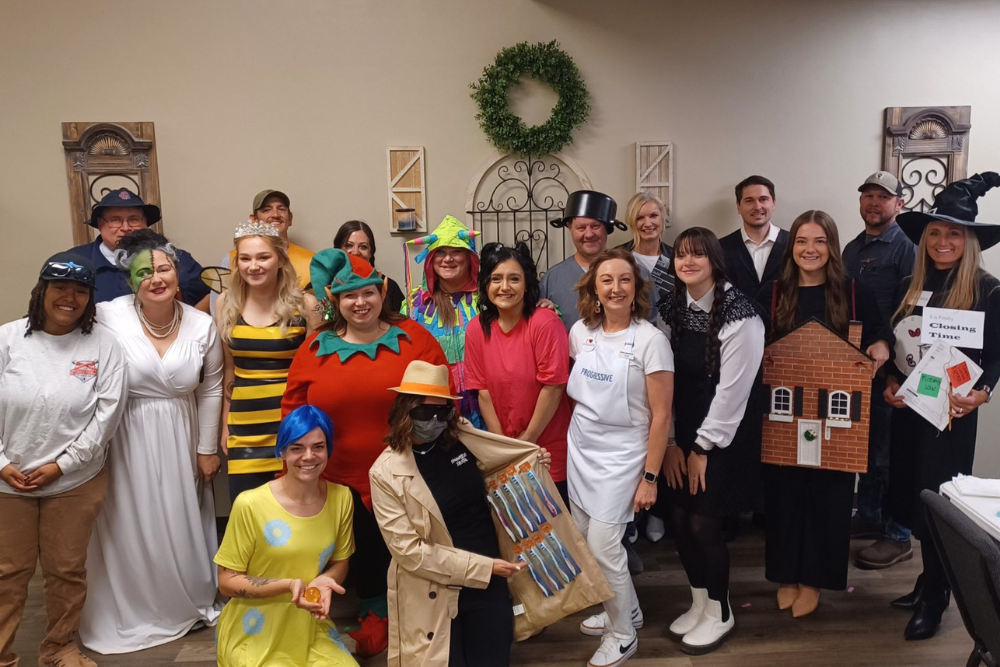 BRN Group photo of members and visitors in Halloween costumes.