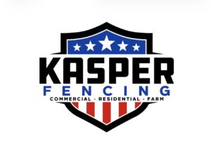 Kasper Fencing logo is of a shield with stars and stripes.